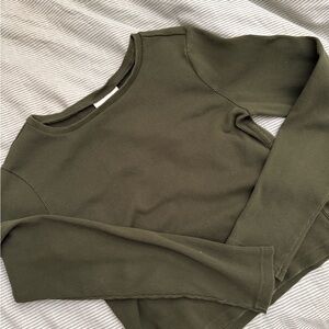 Universal Thread Green Cuffed Sleeve Crop Sweatshirt